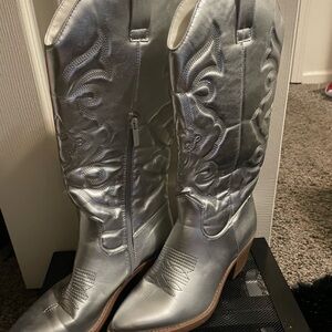 Silver Western Boots
